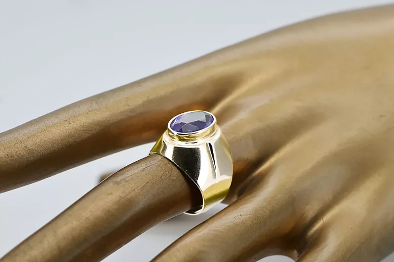 Alexandrite Or jaune 14 carats Anneau Style vintage vrc296y